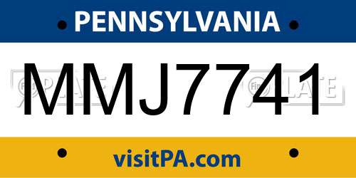 MMJ7741 Pennsylvania License Plate