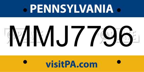 MMJ7796 Pennsylvania License Plate