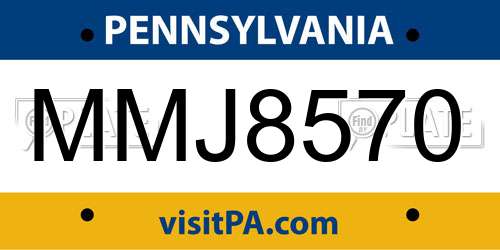 MMJ8570 Pennsylvania License Plate
