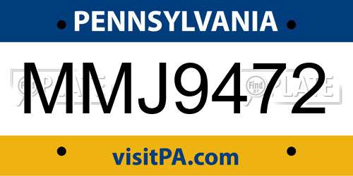 MMJ9472 Pennsylvania License Plate