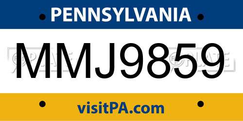 MMJ9859 Pennsylvania License Plate