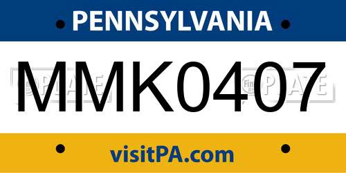 MMK0407 Pennsylvania License Plate