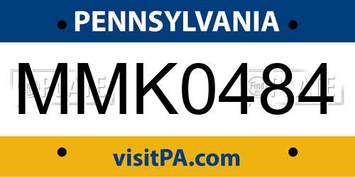 MMK0484 Pennsylvania License Plate