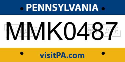 MMK0487 Pennsylvania License Plate