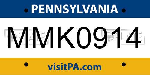MMK0914 Pennsylvania License Plate