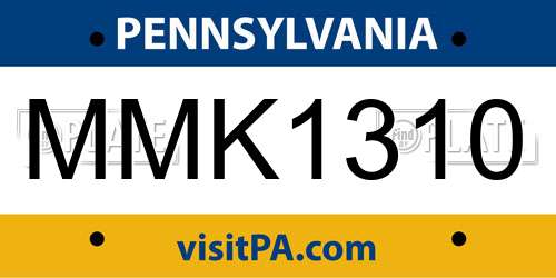 MMK1310 Pennsylvania License Plate
