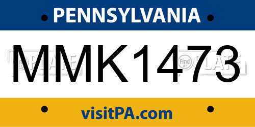 MMK1473 Pennsylvania License Plate
