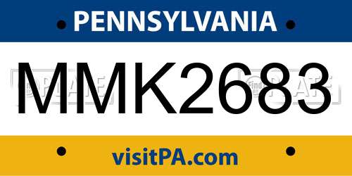 MMK2683 Pennsylvania License Plate