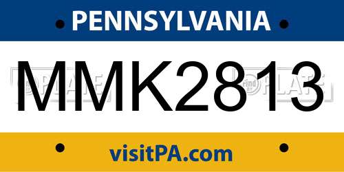 MMK2813 Pennsylvania License Plate