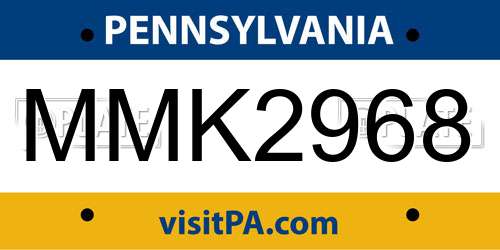MMK2968 Pennsylvania License Plate