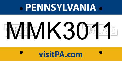 MMK3011 Pennsylvania License Plate
