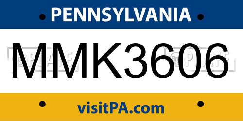 MMK3606 Pennsylvania License Plate