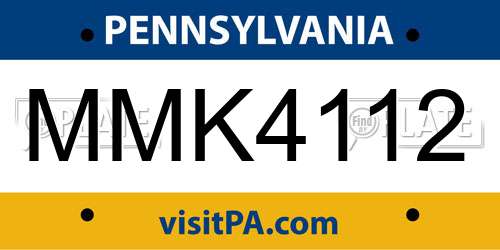 MMK4112 Pennsylvania License Plate