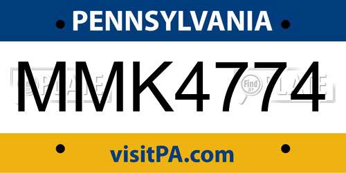 MMK4774 Pennsylvania License Plate