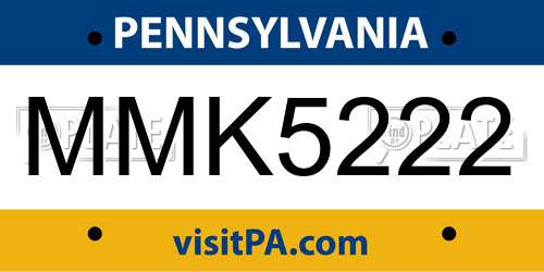 MMK5222 Pennsylvania License Plate