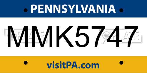 MMK5747 Pennsylvania License Plate