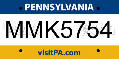 MMK5754 Pennsylvania License Plate