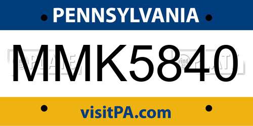 MMK5840 Pennsylvania License Plate