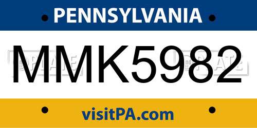 MMK5982 Pennsylvania License Plate
