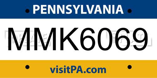 MMK6069 Pennsylvania License Plate