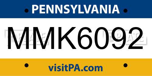 MMK6092 Pennsylvania License Plate