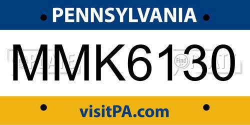 MMK6130 Pennsylvania License Plate