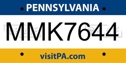 MMK7644 Pennsylvania License Plate