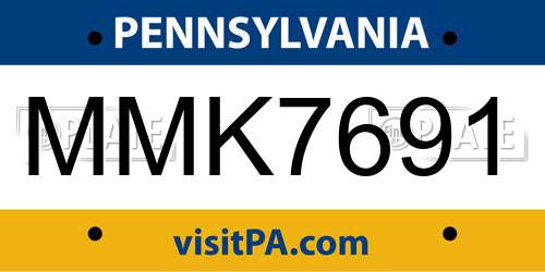 MMK7691 Pennsylvania License Plate
