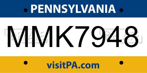 MMK7948 Pennsylvania License Plate