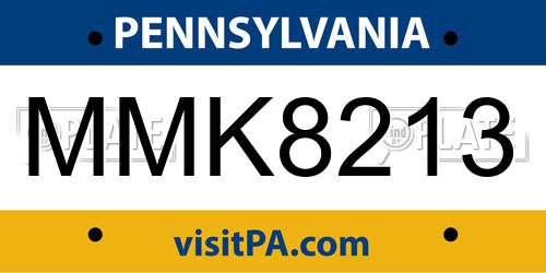 MMK8213 Pennsylvania License Plate