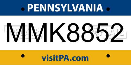MMK8852 Pennsylvania License Plate