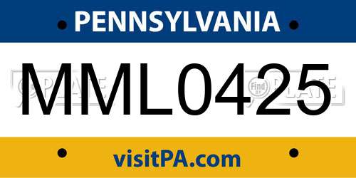 MML0425 Pennsylvania License Plate