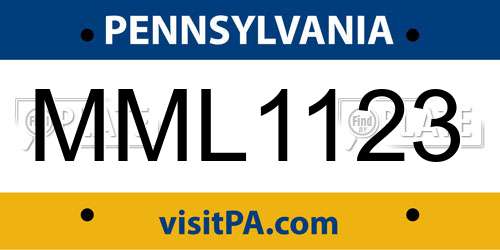 MML1123 Pennsylvania License Plate