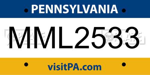 MML2533 Pennsylvania License Plate