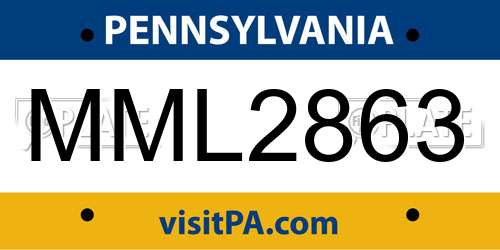 MML2863 Pennsylvania License Plate