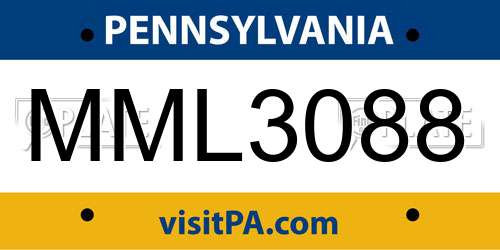 MML3088 Pennsylvania License Plate