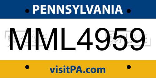 MML4959 Pennsylvania License Plate