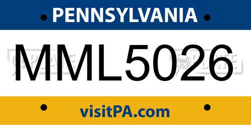 MML5026 Pennsylvania License Plate
