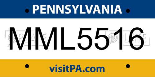 MML5516 Pennsylvania License Plate
