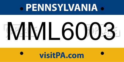 MML6003 Pennsylvania License Plate