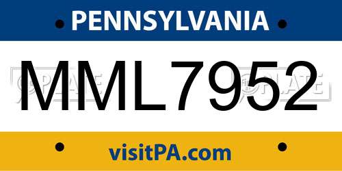MML7952 Pennsylvania License Plate