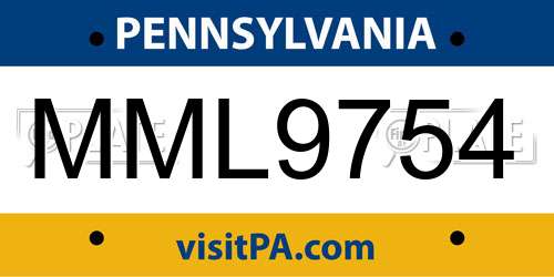 MML9754 Pennsylvania License Plate