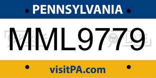 MML9779 Pennsylvania License Plate