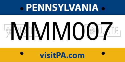 MMM007 Pennsylvania License Plate