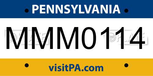 MMM0114 Pennsylvania License Plate