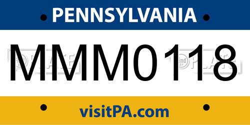 MMM0118 Pennsylvania License Plate