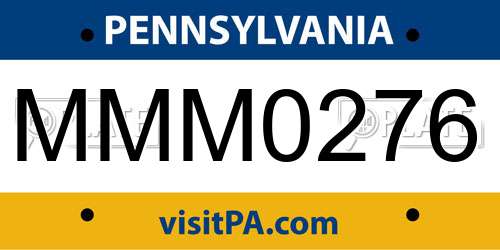 MMM0276 Pennsylvania License Plate