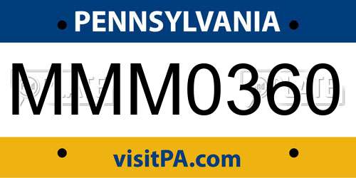 MMM0360 Pennsylvania License Plate