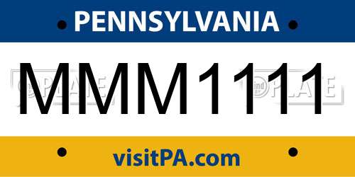 MMM1111 Pennsylvania License Plate