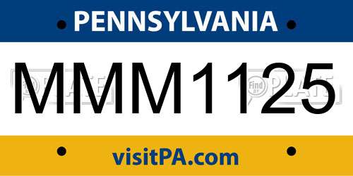 MMM1125 Pennsylvania License Plate